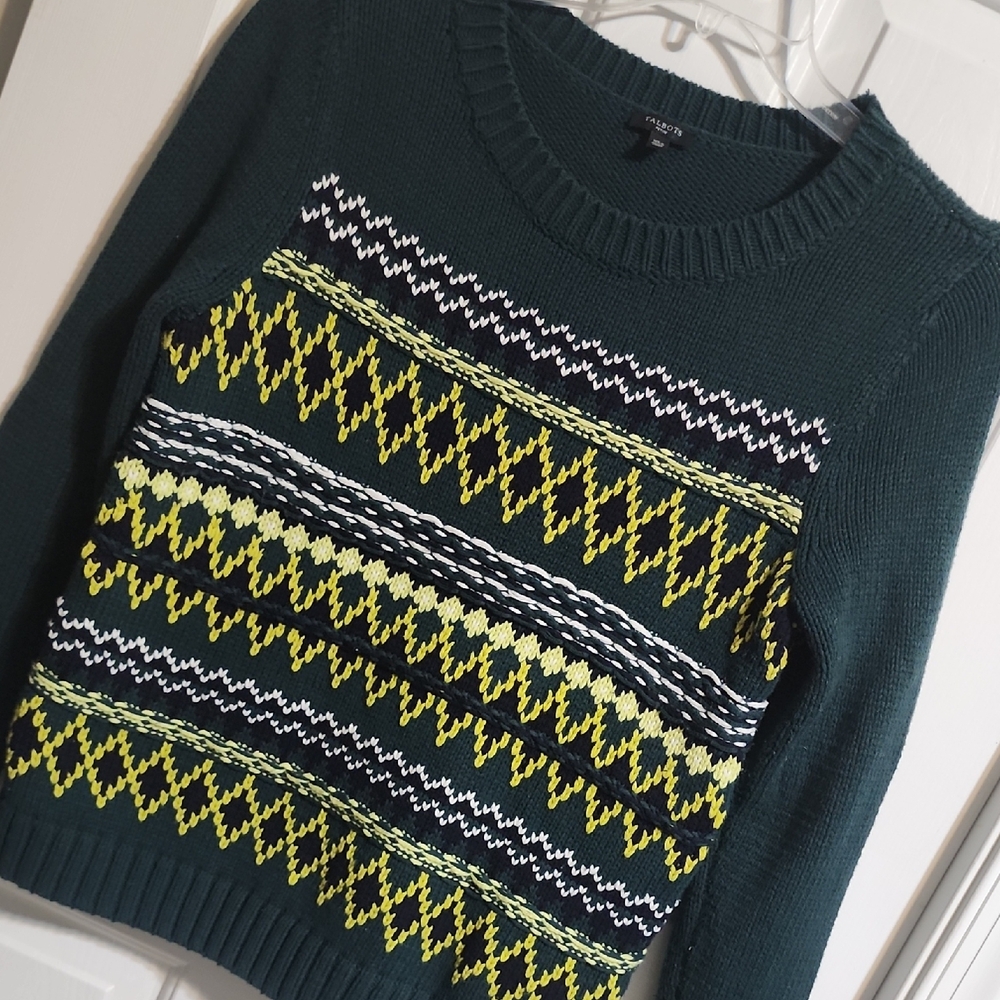 Talbots XLP Dark Green Knit Sweater